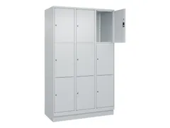 lockerkast,HxBxD 1950x1200x500mm,3x3vakken,vak B 400mm,cil.-slot