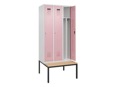 locker met bank,voor scheiding van kleding,HxBxD 2120x900x815mm,3vak