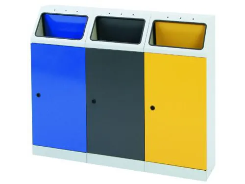 Afvalverzamelstation 3x45 Liter Romp Ral7035 Ral 5010/ral7016/ral1003