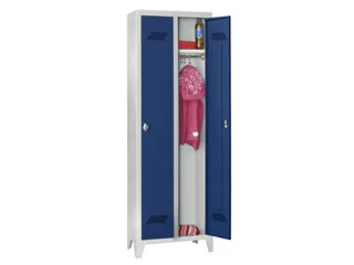 lockerkast v. kinderen,HxBxD 1600x630x500mm,2vak,RAL7035,front RAL5010 - 2