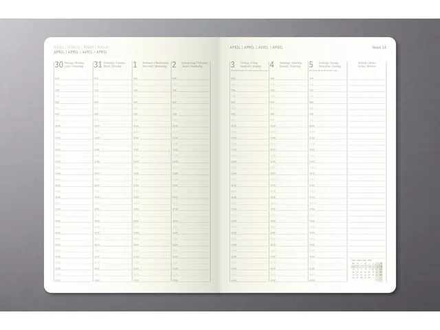 Weekagenda Conceptum A5 2027 (NL/FR/EN/DU) verticale lay-out zwart har