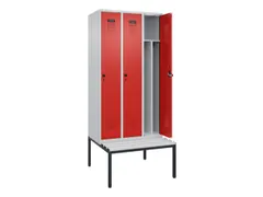 locker met bank,voor scheiding van kleding,HxBxD 2120x900x815mm,3vak