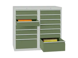 ladekast HxBxD 900x1000x500mm 14laden RAL7035 front RAL6011 - 2