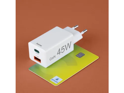 Oplader Hama USB-C/USB-A Mini PD 45W wit