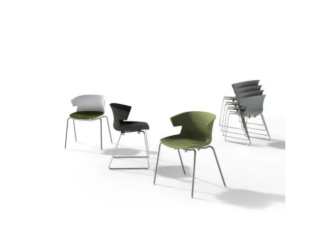 Bezoekersstoel Kunststof Kuip Blauw Sledepoten Aluminium