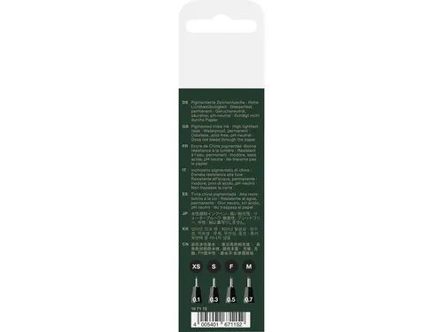 tekenstift Pitt Artist Pen etui 4 stuks zwart M/F/S/XS