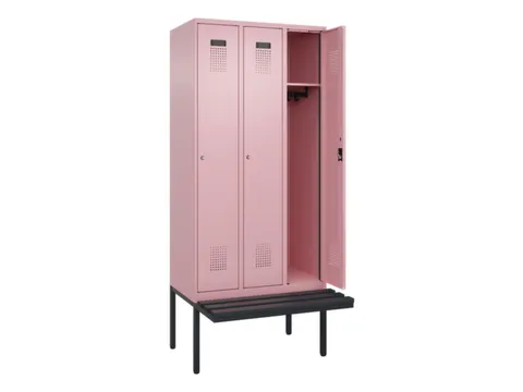 locker met bank,HxBxD 2120x900x815mm,3vak,vak B 300mm,cilinderslot