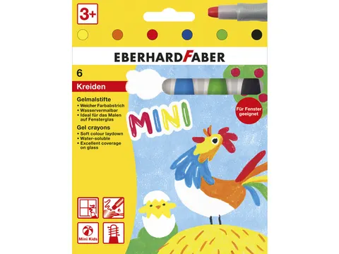 Gelkleurpotloden Eberhard Faber 6 kleuren in karton etui