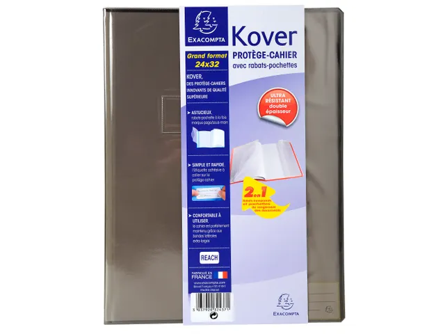 Protège-cahier translucide Kover - 24x32cm - Couleurs assorties