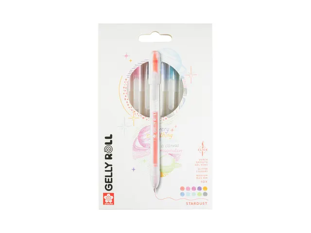 Stylo gel Sakura Gelly Roll Stardust 08 rétractable set 10 couleurs