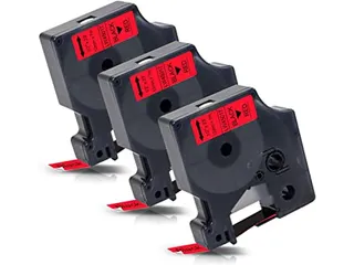 Labeltape Dymo Compatible 45017 D1 12mmx7m Zwart Op Rood - 1