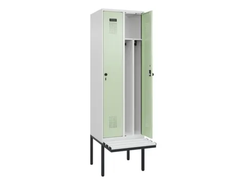 locker met bank,voor scheiding van kleding,HxBxD 2120x600x815mm,2vak