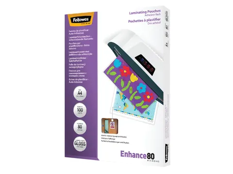 Pochette de plastification Fellowes adhésives A4 80 microns brillant