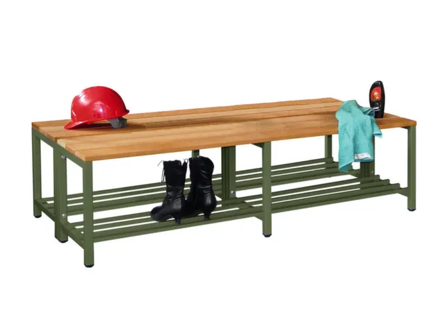 banc double,LxP 1500x740mm,barrettes en bois hêtre,piètement RAL6011
