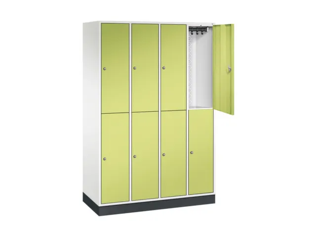 Dubbeldekse garderobekast,HxBxD 1950x1220x500mm,4x2vak.,vak B 260mm