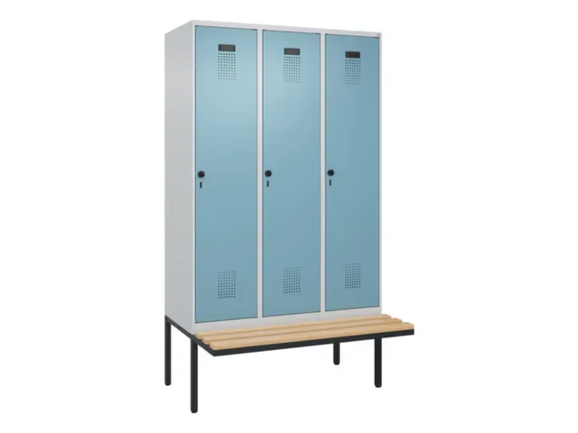 locker met bank,voor scheiding van kleding,HxBxD 2120x1200x815mm,3vak