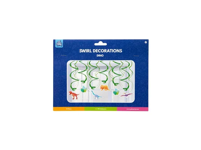 Hangdecoratie 70cm Party Swirl Dino 12 stuks