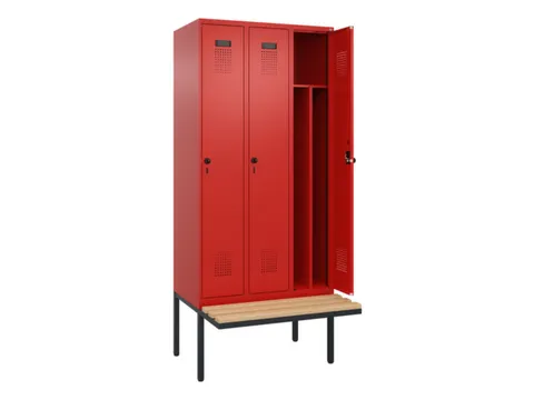 locker met bank,voor scheiding van kleding,HxBxD 2120x900x815mm,3vak
