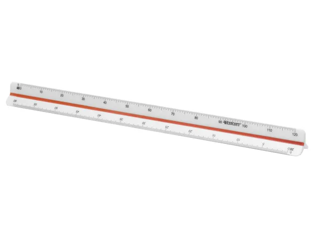 Schaalstok Westcott 30cm 1:100/200/250/300/400/500