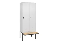 locker met bank,HxBxD 2120x800x815mm,2vak,vak B 400mm,draaigrendel