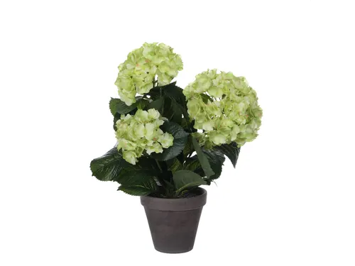 Kunstplant Mica Hortensia in pot groen 35x40cm