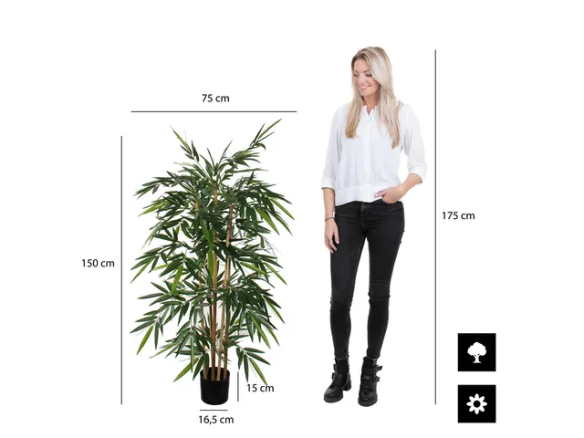 Kunstplant Mica Bamboe in plastic pot 150cm