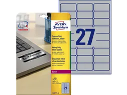 Inventaris etiketten Avery L6011-20 63.5x29.6mm Zilver 540 stuks