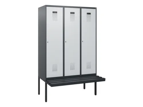 locker met bank,HxBxD 1950x1200x815mm,3vak,vak B 400mm,cilinderslot