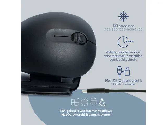 Ergonomische muis R-Go Twister Ambidexter Links/Rechts bluetooth