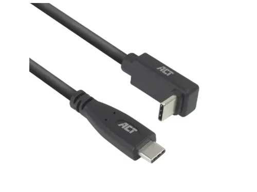 Kabel ACT USB-C standaard naar USB-C hoek boven/beneden 10Gbps 1m