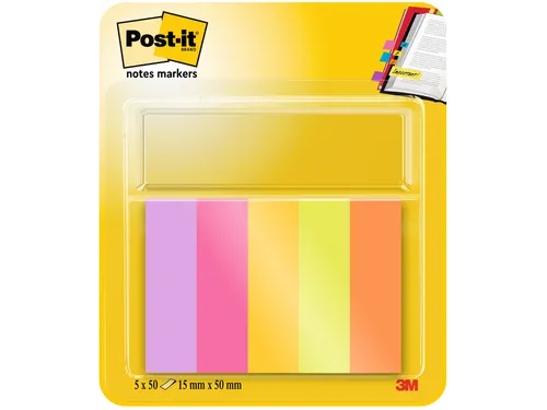 Markeerstrook Post-it 670-5-TFEN 15x50mm Energetic 5 stuks