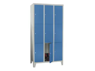 lockerkast,HxBxD 1850x900x500mm,3x3vakken,RAL7035,front RAL5012 - 2