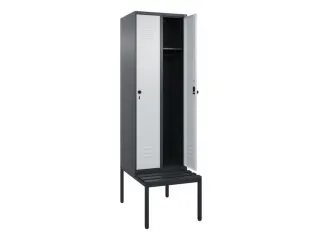 locker met bank,HxBxD 2120x600x815mm,2vak,vak B 300mm,draaigrendel - 2