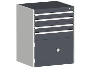 ladekast HxBxD 1000x800x650mm 4laden romp RAL7035 front RAL7016 - 1