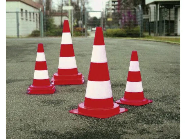 Overdag Reflecterende Pylon H 500Mm Pvc Rood/wit