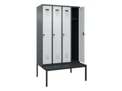 locker met bank,HxBxD 2120x1200x815mm,4vak,vak B 300mm,draaigrendel