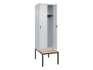 locker met bank,HxBxD 2120x600x815mm,2vak,vak B 300mm,draaigrendel - 2