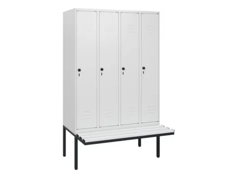 locker met bank,HxBxD 1950x1200x815mm,4vak,vak B 300mm,draaigrendel