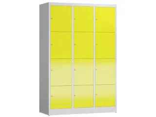 Lockerkast 1800x1185x500mm 3x4 vakken cilinderslot, sokkel, RAL1018 - 1