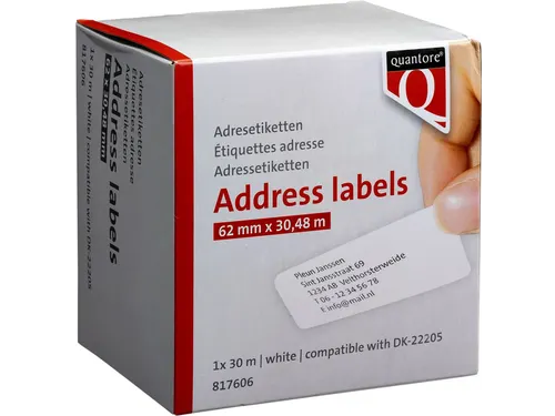 Labeletiket Quantore Dk-22205 breedte 62mm lengte 30,48mm Wit
