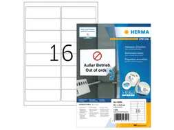HERMA 10309 Verwijderbare Adresetiket A4 99,1x33,8mm Wit 1600 stuks