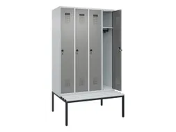 locker met bank,HxBxD 2120x1200x815mm,4vak,vak B 300mm,draaigrendel