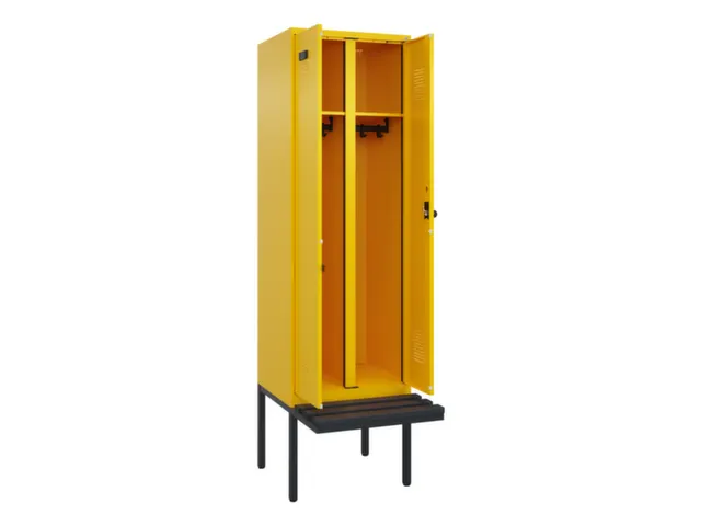 locker met bank,voor scheiding van kleding,HxBxD 2120x600x815mm,2vak