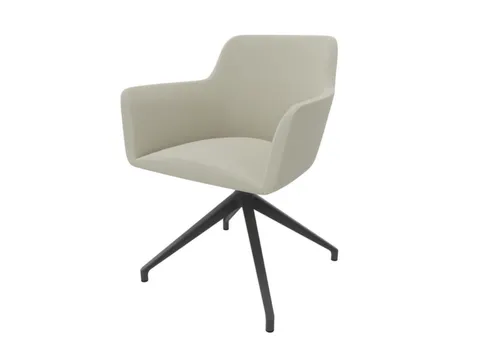 Bezoekersstoel Draaibaar Voetkruis Epoxypoedercoat Beige