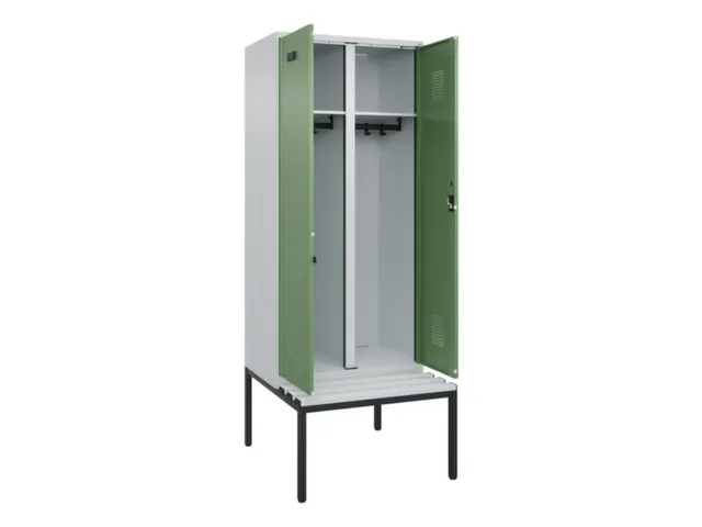 locker met bank,voor scheiding van kleding,HxBxD 2120x800x815mm,2vak