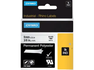 Labeltape Dymo Rhino 18482 Polyester 9mmx5.5m Zwart Op Wit - 1