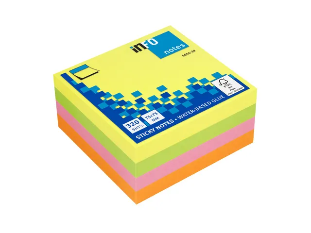 Notitieblok 75X75Mm Assorti Brilliant Blok A 320 Vel