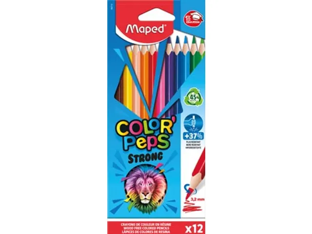 crayon de couleur Color'Peps Strong, 12 crayons en étui cartonné