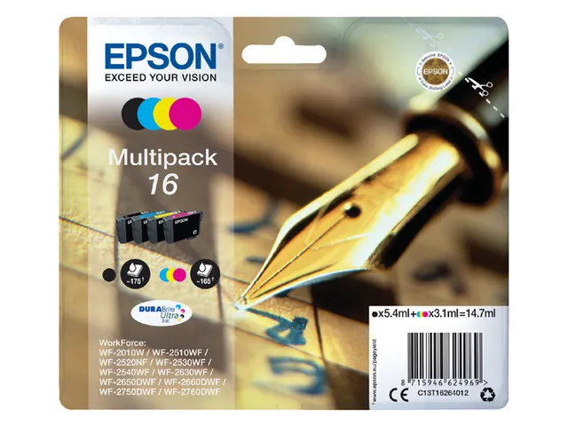 Epson 16 T1626 Inktcartridges Zwart + 3 Kleuren