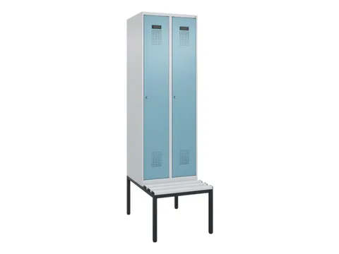 locker met bank,HxBxD 2120x600x815mm,2vak,vak B 300mm,cilinderslot